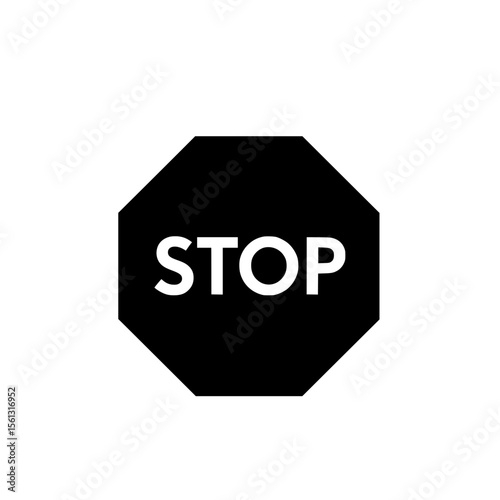 Octagon stop sign with bold text on a simple background  