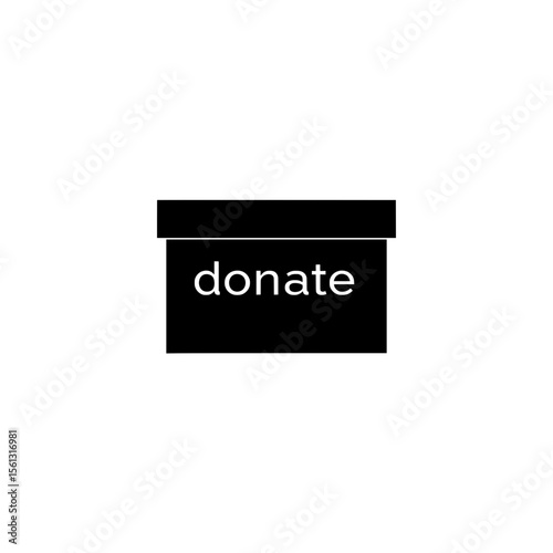 Donation box with label for charitable contributions  