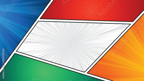 Blank Colorful Comic Style Panel Background with Cartoon Style