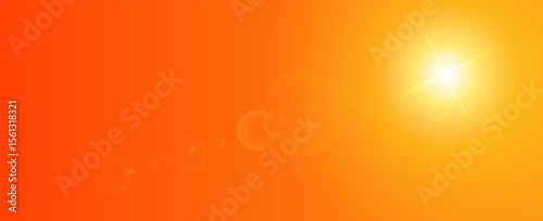 Sunny background, orange sun with lens flare, vector summer illustration. eps 10