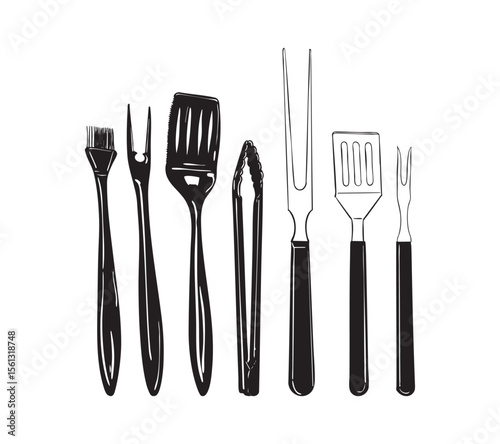Barbecue Tools Silhouette Set