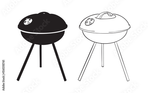 Black and White BBQ Grill Set