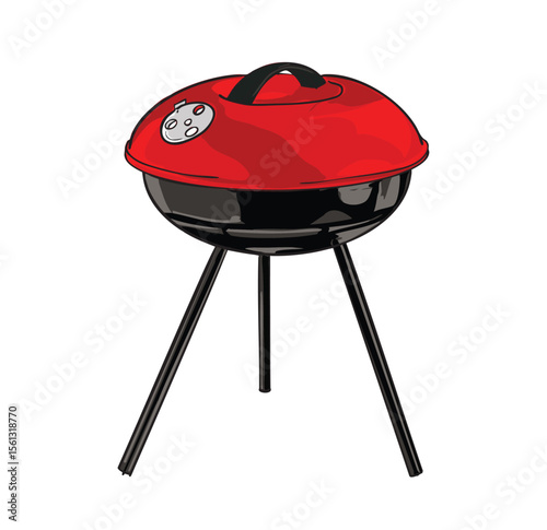 Red BBQ Grill Illustration