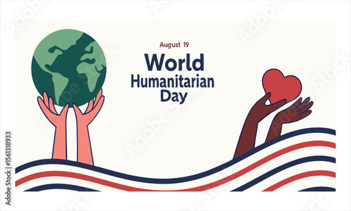 August 19 World Humanitarian Day celebration with decorative elements and text