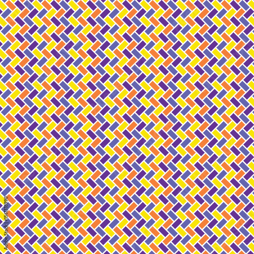 Brick mosaic tile background in swatchable, purple, orange, yellow, Halloween. / レンガ造りのモザイクタイル 背景素材 スウォッチ対応 紫 黄色 オレンジ ハロウィン