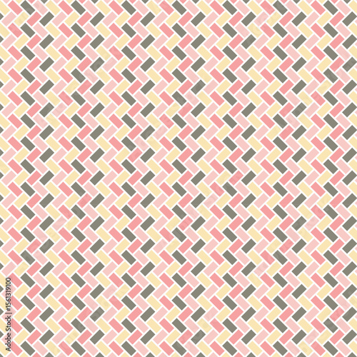 Brick mosaic tile background in swatchable, pink, brown, yellow. / レンガ造りのモザイクタイル 背景素材 スウォッチ対応 ピンク 黄色 茶色