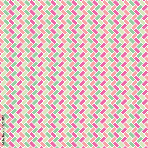 Brick mosaic tile background in swatchable, pink, magenta, yellow green, green. / レンガ造りのモザイクタイル 背景素材 スウォッチ対応 ピンク 緑 黄緑 マゼンタ