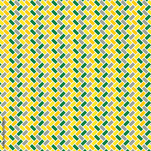 Brick mosaic tile background in swatchable, green, orange, yellow, gray. / レンガ造りのモザイクタイル 背景素材 スウォッチ対応 オレンジ 緑 黄色 灰色