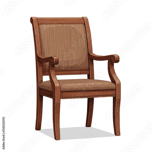 Modern chair isolated on white background, furniture icon, interior design, seating vector, Classic wooden chair isolated background