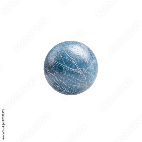 Abstract Blue Cracked Sphere, Isolated on Black Background