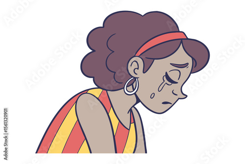 Grief's Quiet Descent: An illustration captures a moment of heartfelt sorrow, a person's face etched with the pain of loss, conveying raw emotion.