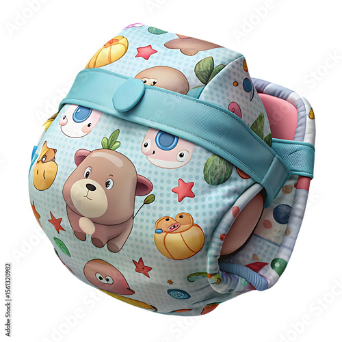 Cute folded baby diaper illustration for kids graphics isolated