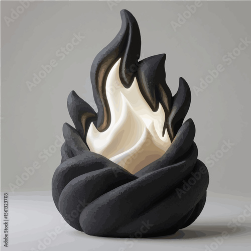 Stylized Flame Icon on Rocks. This eye-catching design can be used as an icon, symbol, or graphic element for themes related to fire, energy, heat, power, or abstract concepts