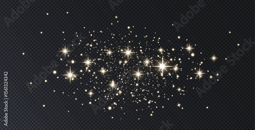 Texture, magic, star, gold, glistering celestial gold dust sparkles in an abstract night sky, evoking mystery, elegance, and festive luxury with glowing stardust vibes.