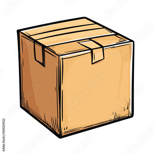 Colorful Cartoon Vector of Hand Holding Cardboard Box, Fun Illustration for Packaging Design
