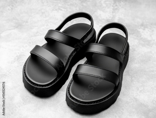 Pairs of Black Leather Sandals
