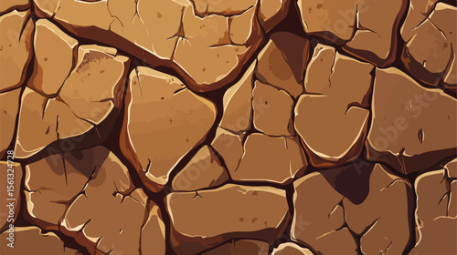 Detailed Brown Cracked Wall Vector Illustration