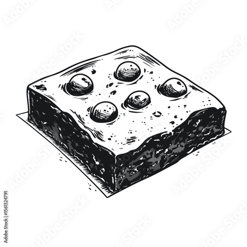 Delightful Brownie Cartoon Vector and Illustration in Black and White