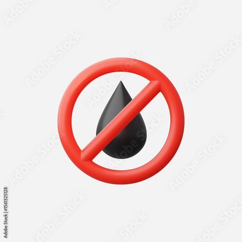 3d Realistic No Oil icon vector Illustration