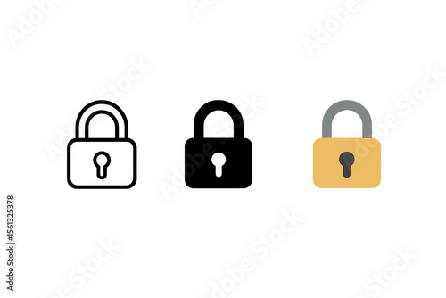 Secure access vector illustration: minimalistic lock icons set for graphic design and user interface