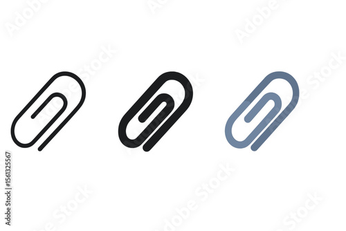 Simple paperclip icon set vector illustration for design elements and office stationery