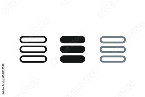 Minimalist hamburger menu icons vector illustration for user interface design