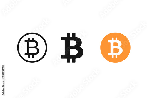 Bitcoin icon set vector illustration: simple modern design for cryptocurrency projects