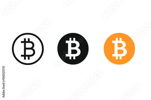 Simple bitcoin icon set vector illustration for digital currency design projects