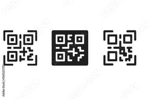 Minimalist qr code icon set vector illustration for digital design and user interface