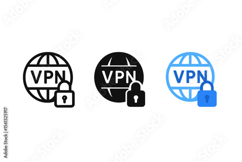 Simple vpn lock icon set vector illustration for digital security design