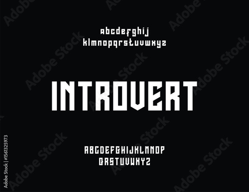 Bold, geometric sans-serif typeface showcasing uppercase and lowercase letters, designed for the word "Introvert.".