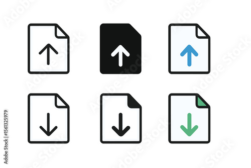 Simple file upload and download icons vector illustration for digital interfaces