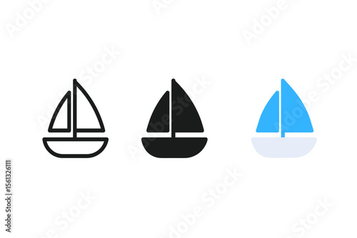 Trio of ship icons vector illustration: simple and modern design for nautical themes