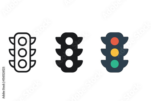 Minimalistic traffic light vector illustration for design projects and education