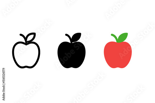 Minimalist apple icon trio vector illustration with simple compose design for print and digital use