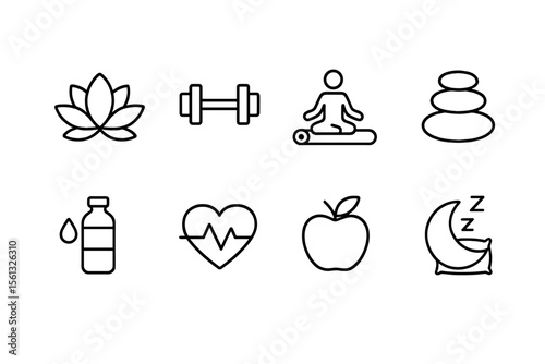 Wellness icon set vector illustration for health and fitness design in simple style