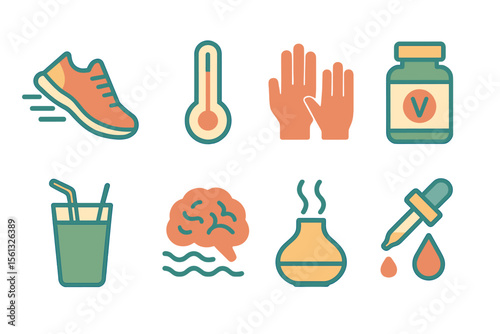 Wellness vector illustration of simple icons for health and fitness design