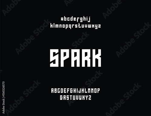 Modern, bold font design showcasing a unique typeface and the word "Spark.".