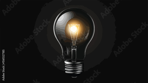 Flat Vector Illustration of Lightbulb Idea Icon