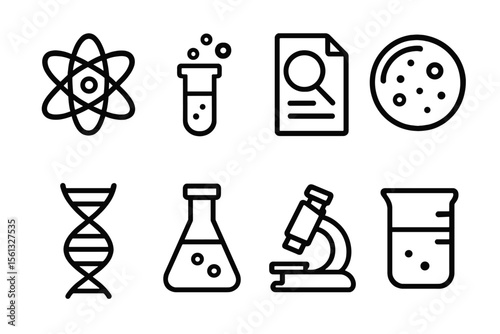Science icons vector illustration: grid collection for educational and scientific designs