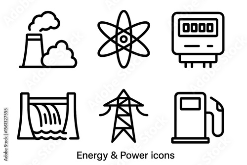 Simple energy and power icons vector illustration for design and print projects
