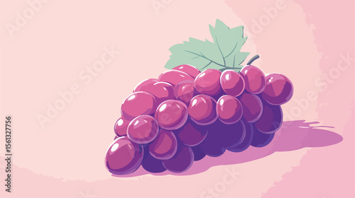 Bunch of Grapes Fruit Flat Vector Illustration