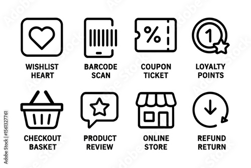Simple e-commerce icons grid vector illustration for online shopping design