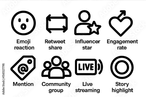 Simple social media icons grid vector illustration for digital design and online communication
