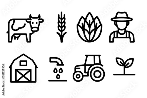 Simple agriculture icon grid vector illustration for design and print projects