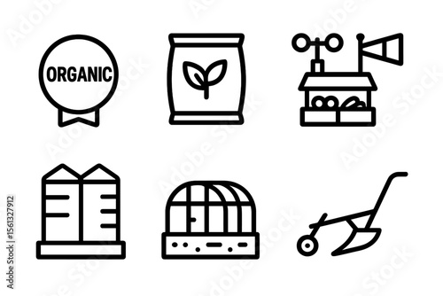 Simple agriculture icon set vector illustration for design projects and farm related themes