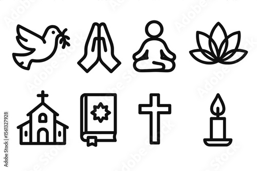 Minimalist religious symbols vector illustration for spiritual design projects