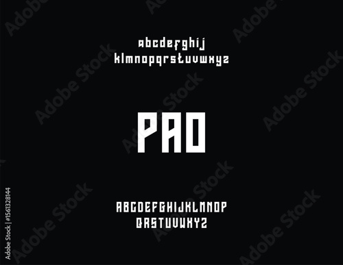 A bold, white "PAD" text graphic with alphabet variations on a black background.