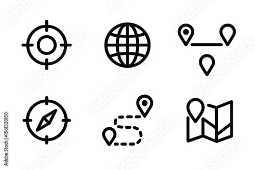 Simple map icon collection vector illustration for navigation and travel design