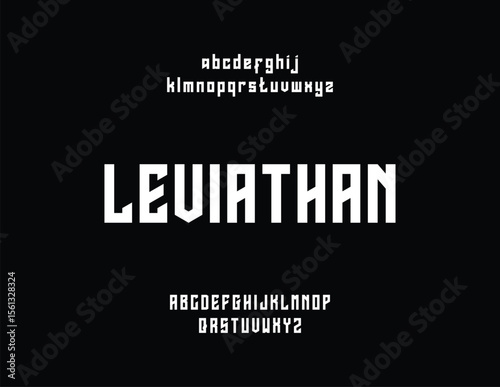 Modern, geometric typeface design displayed on a dark background.